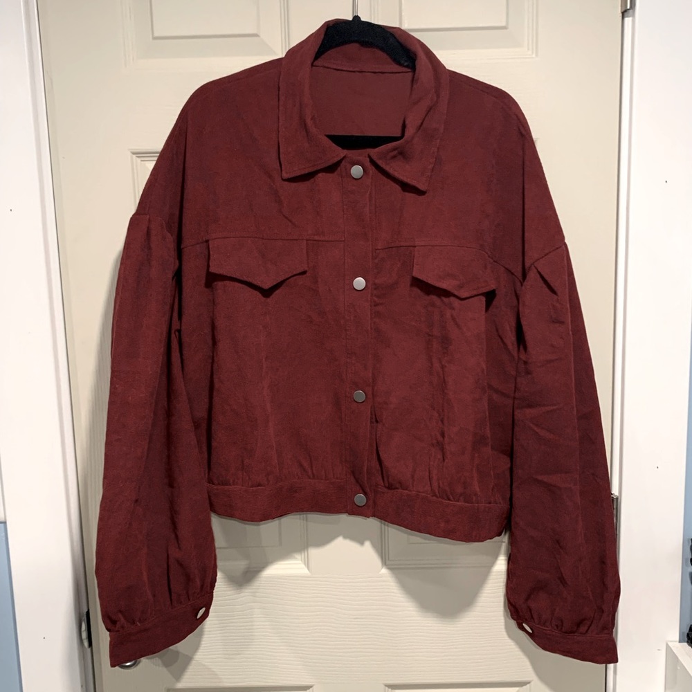 Corduroy-Like Crop Jacket